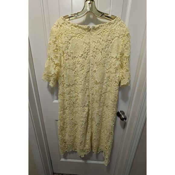 SANDRA DARREN Yellow Floral Crochet Lace Sheath Dress Plus Size 18 W Semi-Formal - Picture 5 of 9